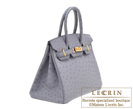 Hermes　Birkin bag 30　Gris agate　Ostrich leather　Gold hardware