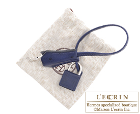 Hermes　Birkin bag 30　Blue iris　Ostrich leather　Silver hardware