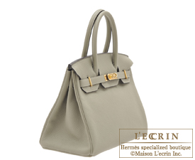 HERMES BIRKIN 30 bag new color SAGE clemence gold hardware