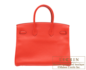 Hermes　Birkin bag 35　Rouge tomate　Clemence leather　Gold hardware