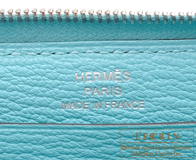 Hermes　Azap long　Blue atoll　Togo leather　Silver hardware