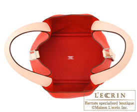Hermes　Picotin Lock　Touch bag 18/PM　Rouge tomate/Rose eglantine　Clemence leather/　Swift leather　Silver hardware