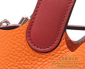 Hermes　Picotin Lock　Touch bag 22/MM　Orange/Rouge grenat　Clemence leather/　Swift leather　Silver hardware