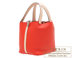 Hermes　Picotin Lock　Touch bag 22/MM　Rouge tomate/Rose eglantine　Clemence leather/　Swift leather　Silver hardware
