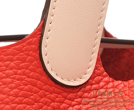Hermes　Picotin Lock　Touch bag MM　Rouge tomate/Rose eglantine　Clemence leather/　Swift leather　Silver hardware