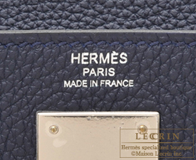 Hermes　Kelly bag 28　Blue nuit　Togo leather　Silver hardware