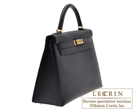Hermes　Kelly bag 32　Black　Epsom leather　Gold hardware