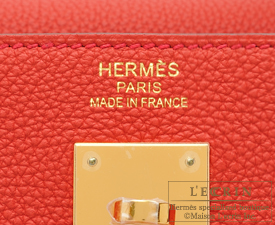 Hermes　Kelly bag 35　Geranium　Togo leather　Gold hardware