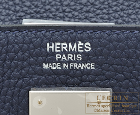 Hermes　Kelly bag 32　Blue nuit　Togo leather　Silver hardware