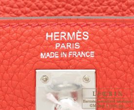 Hermes　Kelly bag 25　Geranium　Togo leather　Silver hardware