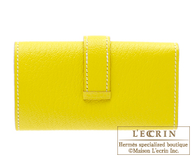 Hermes　Bearn Key case/4 key holder　Lime/Lime yellow　Chevre myzore goatskin　Silver hardware