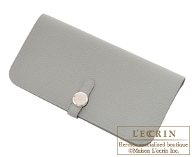 Hermes　Dogon LONG　Gris mouette　Togo leather　Silver hardware