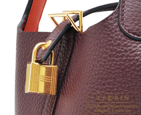 Hermes　Picotin Lock　Eclat bag PM　Prune/Orange poppy　Clemence leather/Swift leather　Gold hardware