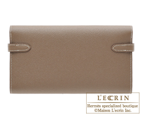 Hermes　Kelly wallet long　Etoupe grey　Epsom leather　Silver hardware