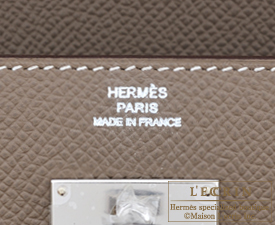 Hermes　Kelly wallet long　Etoupe grey　Epsom leather　Silver hardware