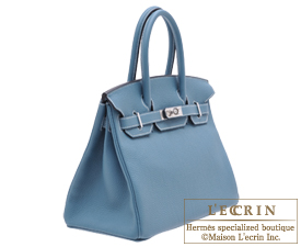 Hermes 30cm Blue Jean Togo Leather & Denim Birkin Bag with, Lot #58016