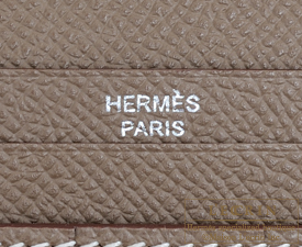 Hermes　Bearn tri-fold wallet　Etoupe grey　Epsom leather　Silver hardware