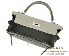 Hermes　Kelly bag 28　Sauge　Clemence leather　Silver hardware