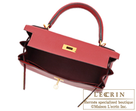 Hermes　Kelly bag 28　Rouge grenat　Evercolor leather　Gold hardware