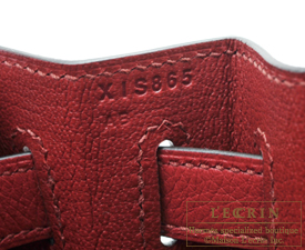Hermes Kelly bag 28 Retourne Rouge grenat Evercolor leather Gold hardware