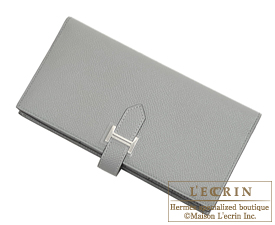 Hermes　Bearn Soufflet　Gris mouette　Epsom leather　Silver hardware