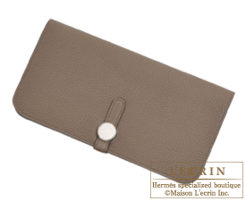 Hermes　Dogon LONG　Taupe grey　Togo leather　Matt silver hardware