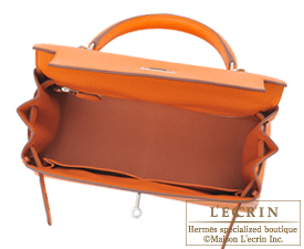 Hermes　Kelly bag 28　Orange　Clemence leather　Silver hardware