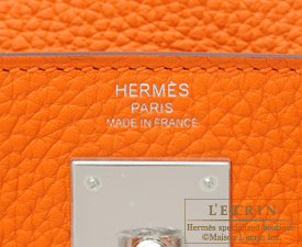 Hermes　Kelly bag 28　Orange　Clemence leather　Silver hardware
