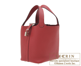 Hermes Picotin Lock bag PM Rouge grenat Clemence leather Silver hardware