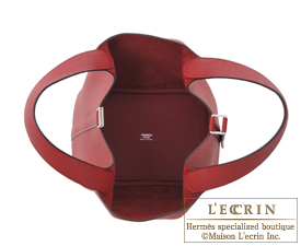 Hermes　Picotin Lock bag 18/PM　Rouge grenat　Clemence leather　Silver hardware