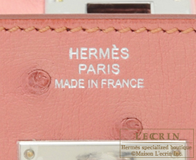 Hermes Kelly wallet long Terre cuite Ostrich leather Silver