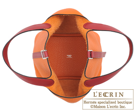 Hermes　Picotin Lock　Touch bag PM　Orange/Rouge grenat　Clemence leather/　Swift leather　Silver hardware