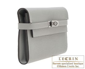 Hermes　Kelly wallet long　Gris mouette　Epsom leather　Silver hardware