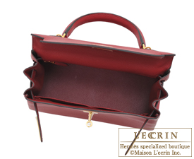 Hermes　Kelly bag 28　Rouge grenat　Togo leather　Gold hardware