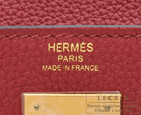 Hermes　Kelly bag 28　Rouge grenat　Togo leather　Gold hardware