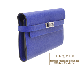 Hermes　Kelly wallet long　Blue electric　Epsom leather　Silver hardware