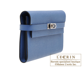 Hermes　Kelly wallet long　Blue agate　Epsom leather　Silver hardware
