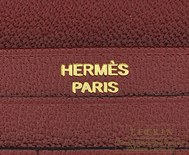 Hermes　Bearn Soufflet　Bourgogne　Alligator　crocodile skin　Gold hardware