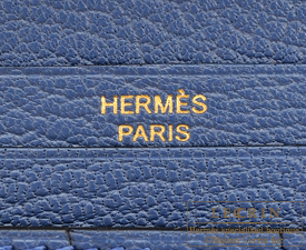 Hermes　Bearn Soufflet　Blue agate　Chevre myzore goatskin　Gold hardware
