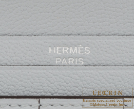 Hermes　Bearn Soufflet　Blue glacier　Ostrich leather　Silver hardware