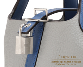 Hermes　Picotin Lock　Touch bag PM　Gris mouette/Blue agate　Clemence leather/Swift leather　Silver hardware