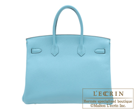 Hermes　Birkin bag 35　Blue atoll　Clemence leather　Silver hardware