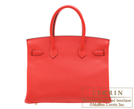 A ROUGE TOMATE EPSOM LEATHER MINI KELLY 20 II WITH GOLD HARDWARE