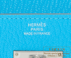 Hermes　Kelly wallet long　Blue aztec　Chevre myzore goatskin　Silver hardware
