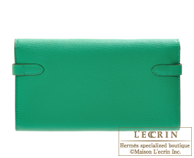 Hermes　Kelly wallet long　Menthe　Chevre myzore goatskin　Silver hardware