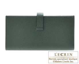Hermes　Bearn Soufflet　Vert Anglais　Epsom leather　Silver hardware