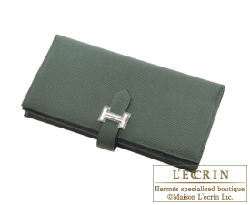 Hermes　Bearn Soufflet　Vert Anglais　Epsom leather　Silver hardware