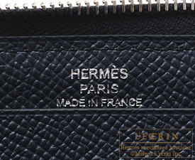 Hermes　Azap long　Blue indigo　Epsom leather　Silver hardware