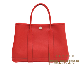 Hermes　Garden Party bag 30/TPM　Rouge casaque　Epsom leather　Silver hardware