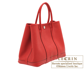 Hermes　Garden Party bag 30/TPM　Rouge casaque　Epsom leather　Silver hardware